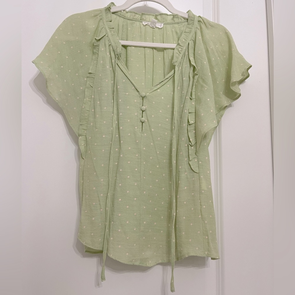EUC MINE Angel Sleeve Polka Dot Blouse